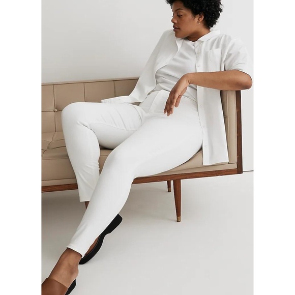 ❤️ NWT Madewell 9" Mid-Rise Skinny Crop Jeans in Pure White - Size 32 - Picture 3 of 11